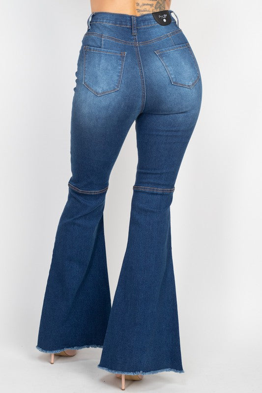 High Rise Distressed Flare Jeans