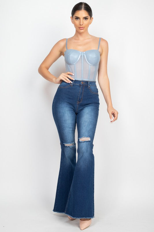 High Rise Distressed Flare Jeans