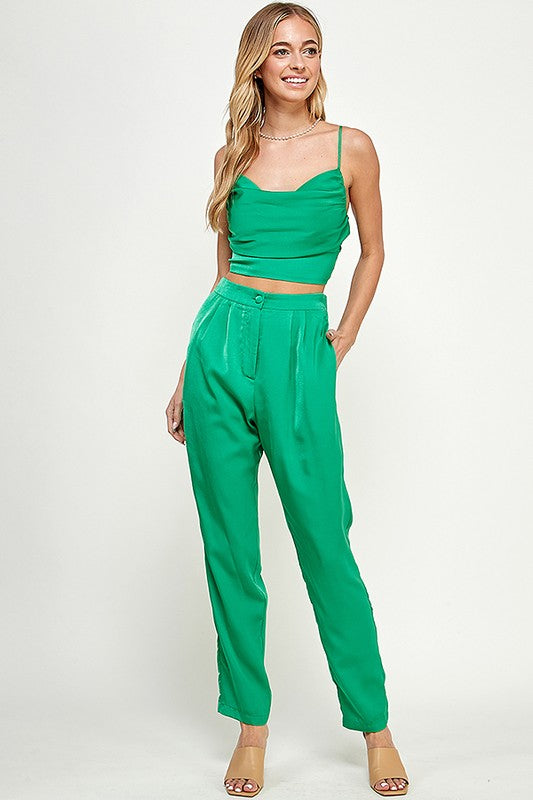 Cami Cowl Neck Top w/ Pant Set