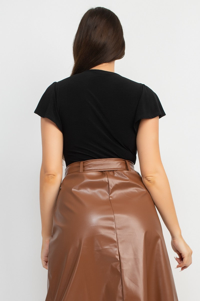 Butterfly Sleeve V Neck Top