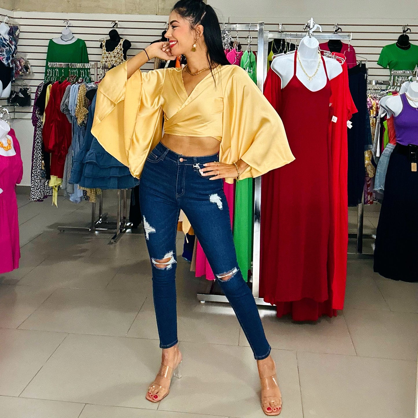 Satin Wrap Top