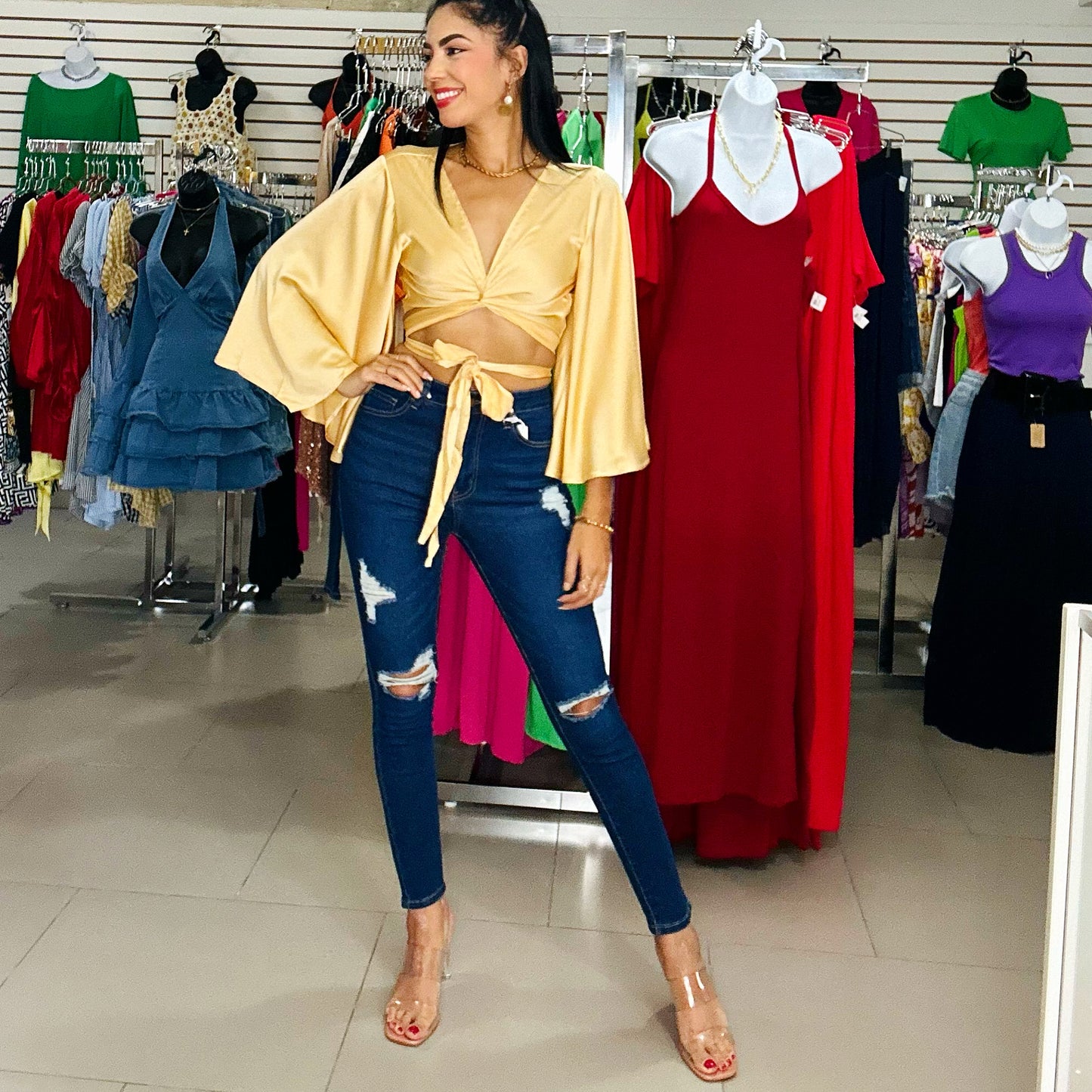 Satin Wrap Top