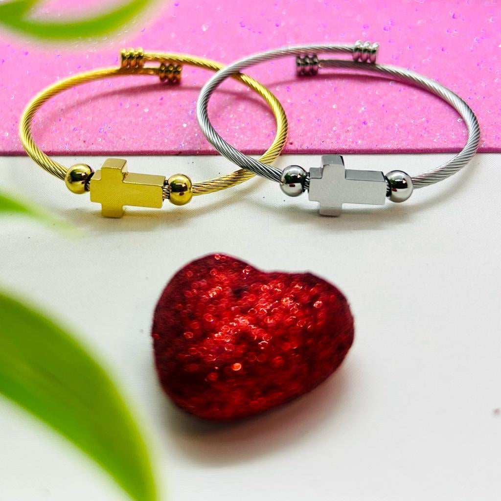 Pulsera Cruz Cable Marino