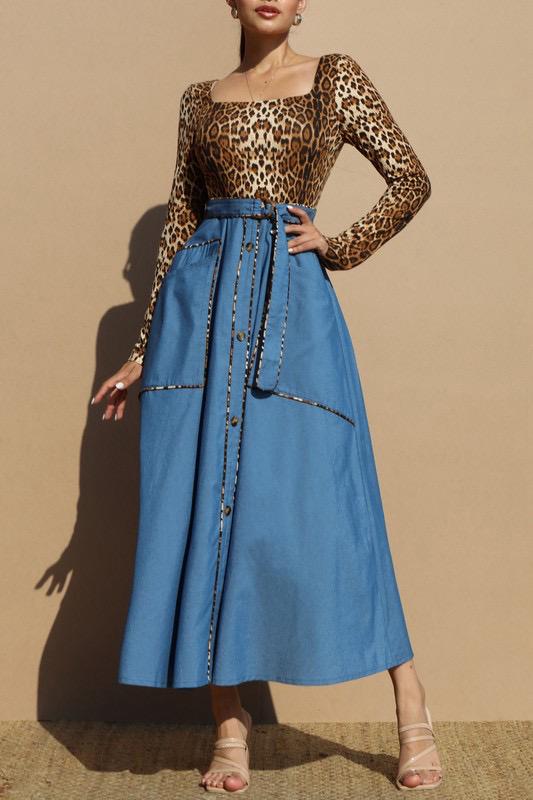 LEOPARD TOP MIDI DRESS
