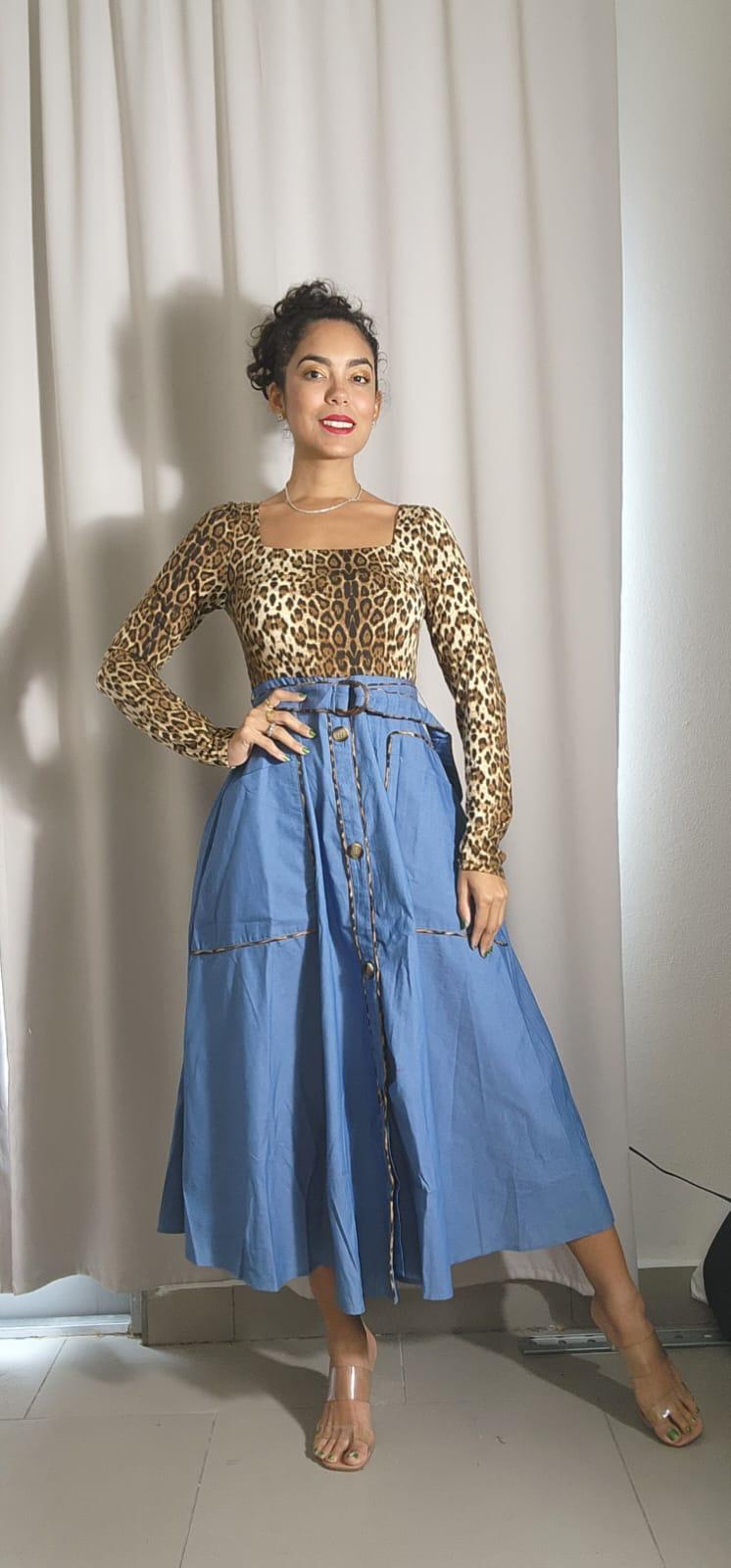 LEOPARD TOP MIDI DRESS