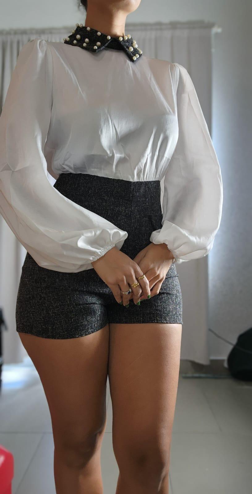 PEARLS COLLAR SATIN ROMPER
