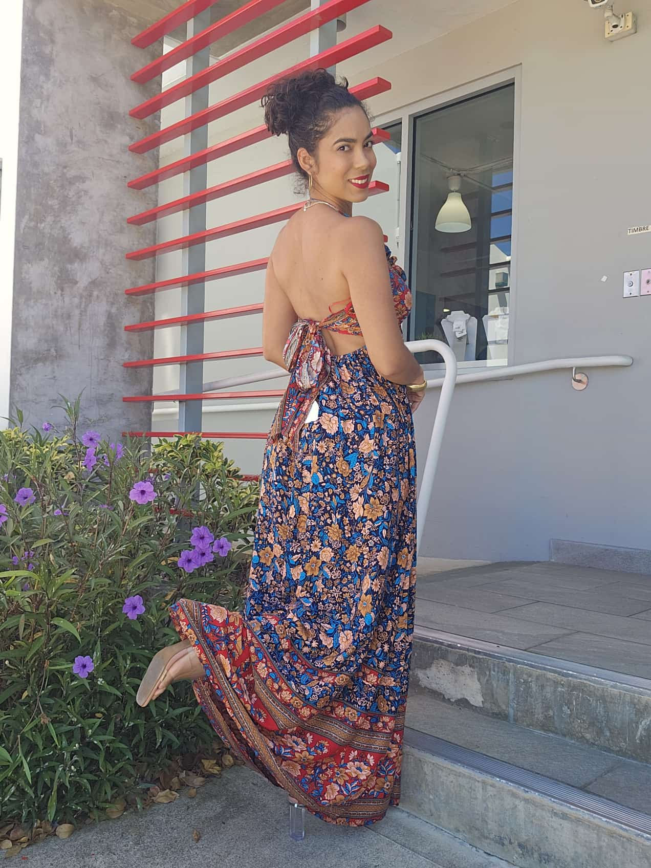 PRINTED WOVEN MAXI DRESS