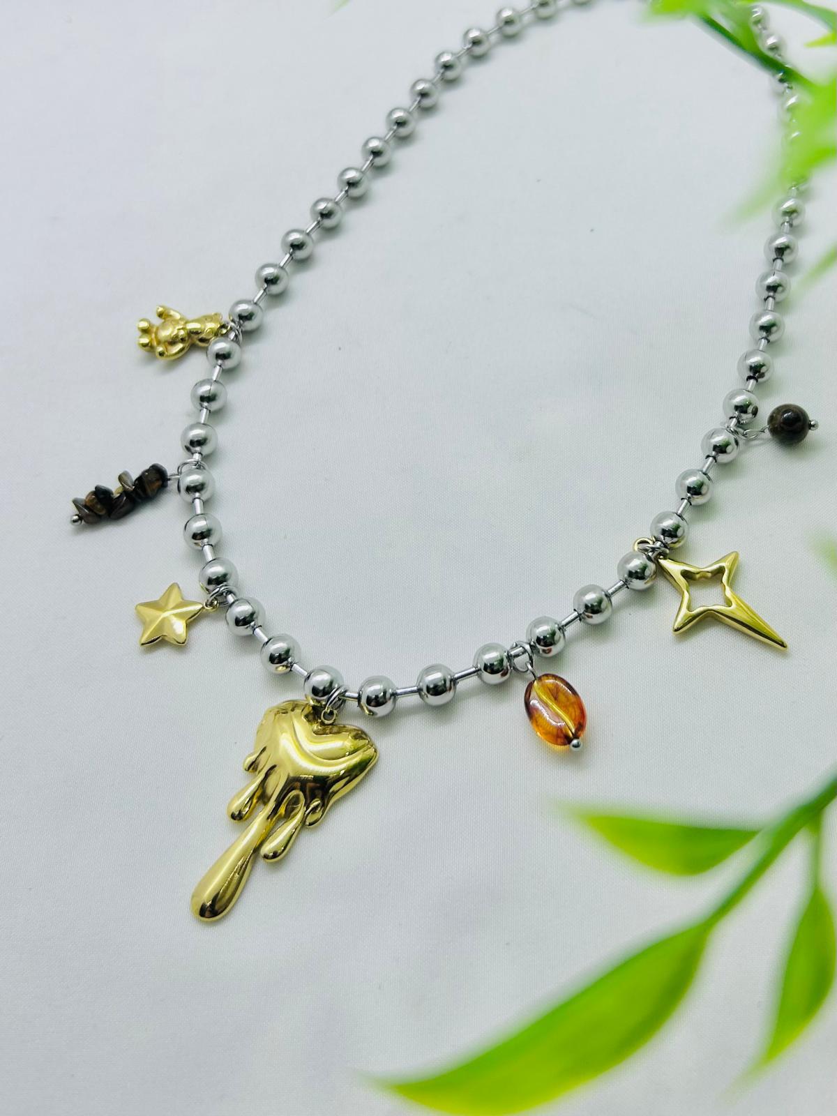 COLLAR STAINLESS STEEL CON CHARMS