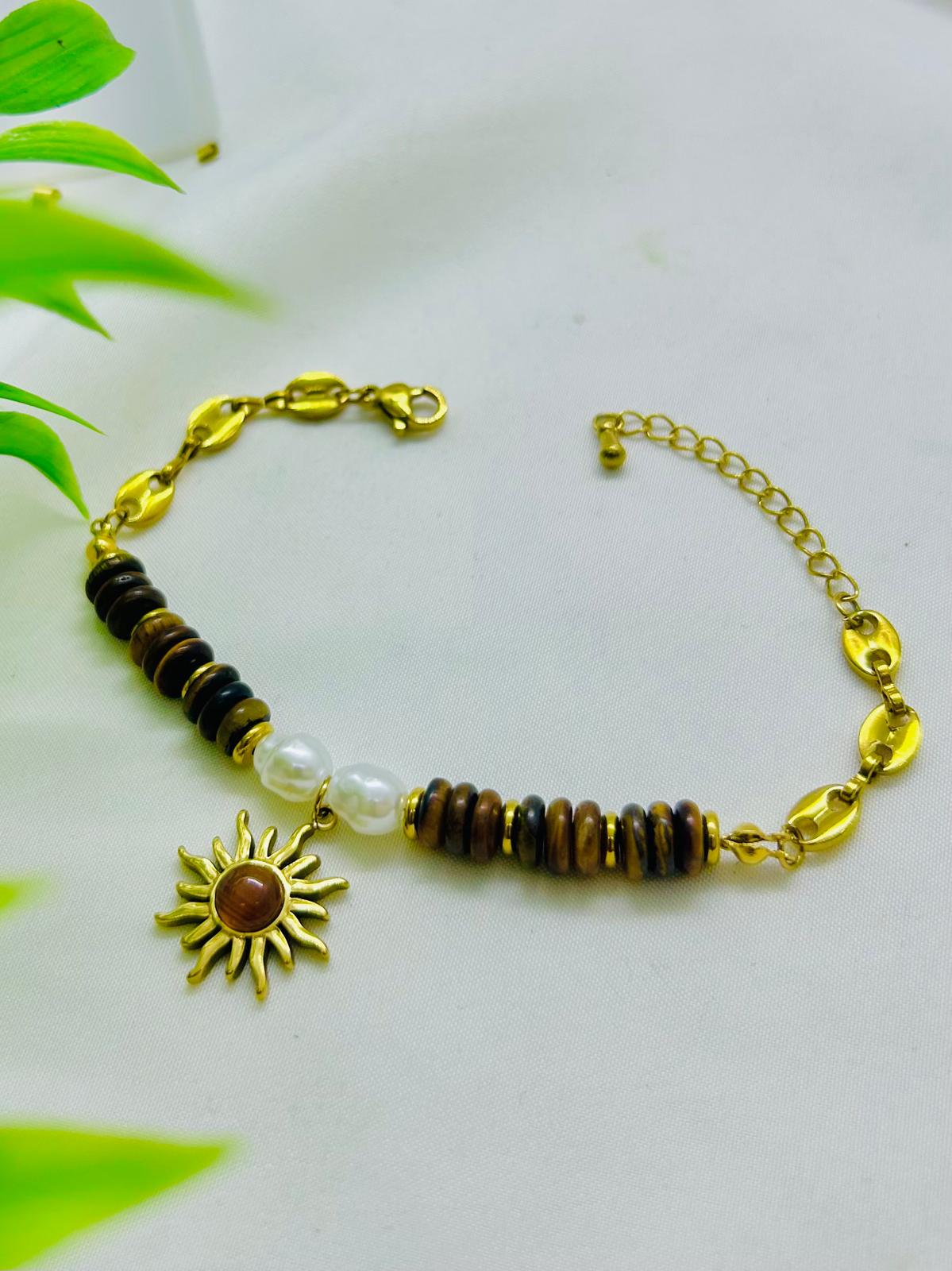 PULSERA STAINLESS STEEL, SOL DE CRISTAL