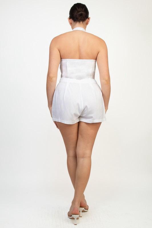 HALTER LINEN HYBRID FASHION ROMPER