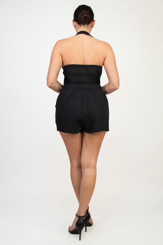 HALTER LINEN HYBRID FASHION ROMPER