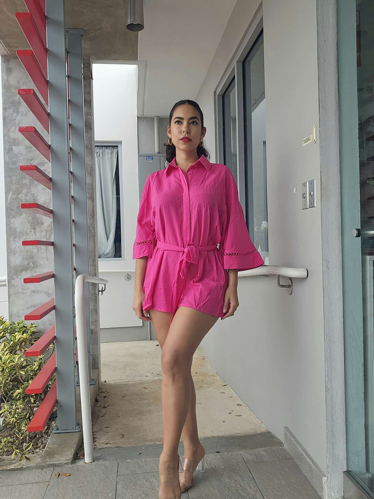 FLOWY LONG SLEEVES SELF-TIE ROMPER