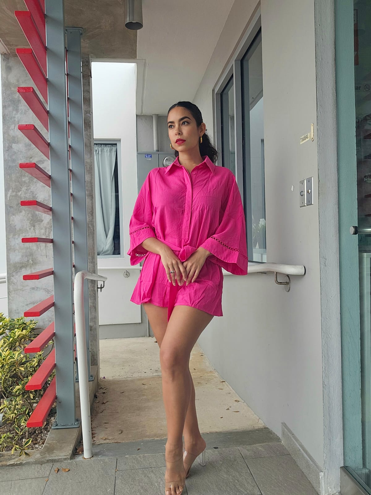 FLOWY LONG SLEEVES SELF-TIE ROMPER