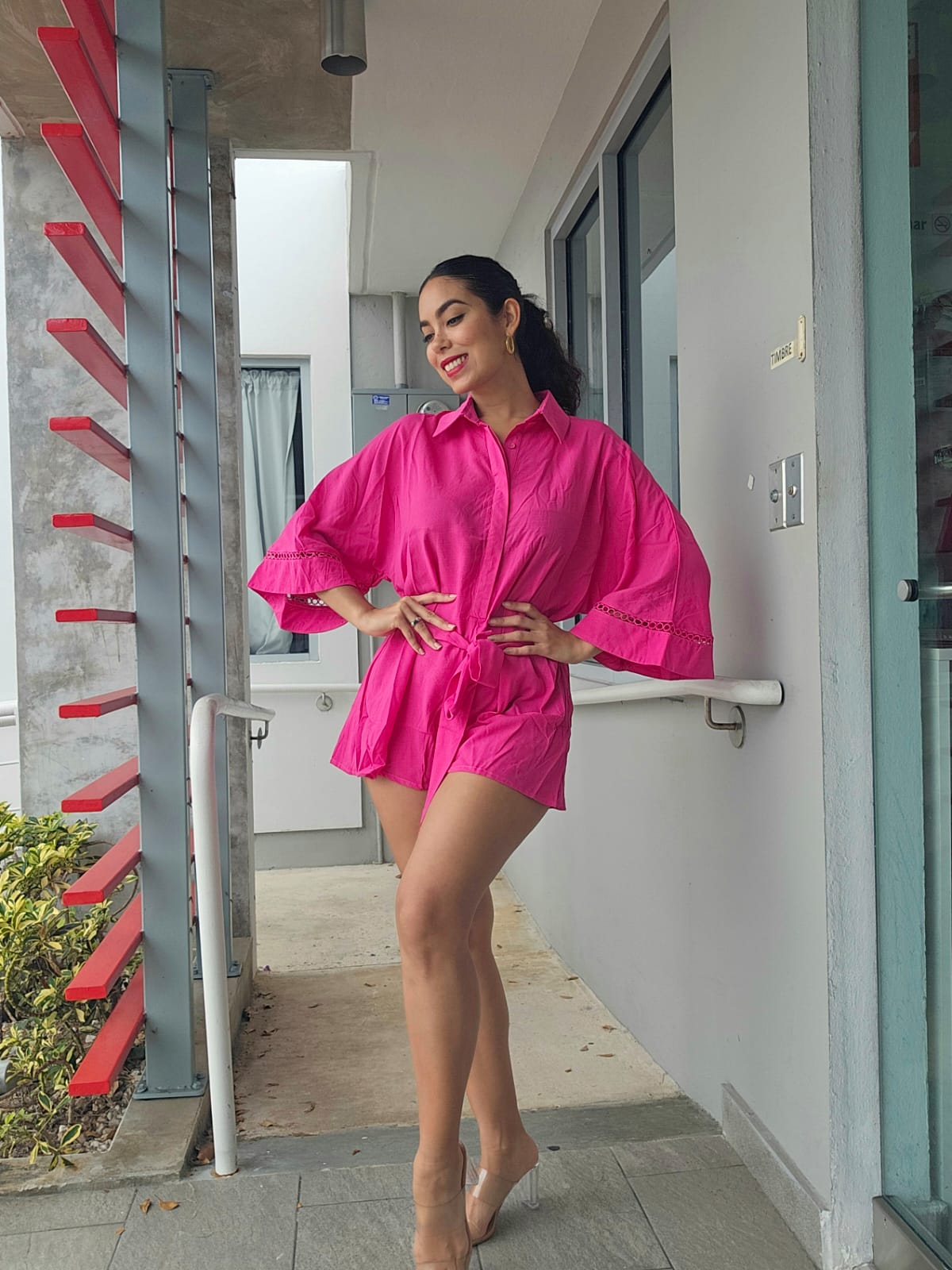 FLOWY LONG SLEEVES SELF-TIE ROMPER