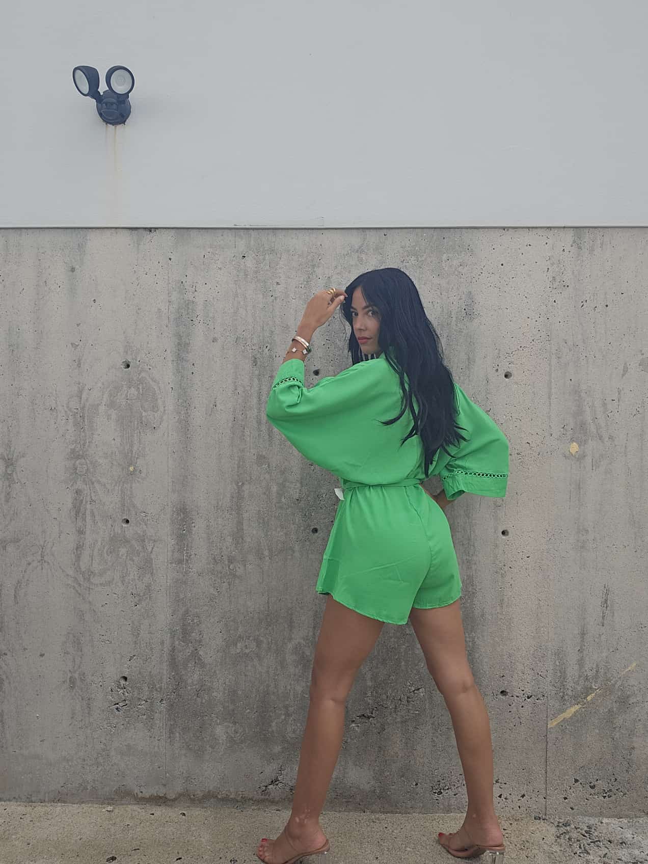 FLOWY LONG SLEEVES SELF-TIE ROMPER