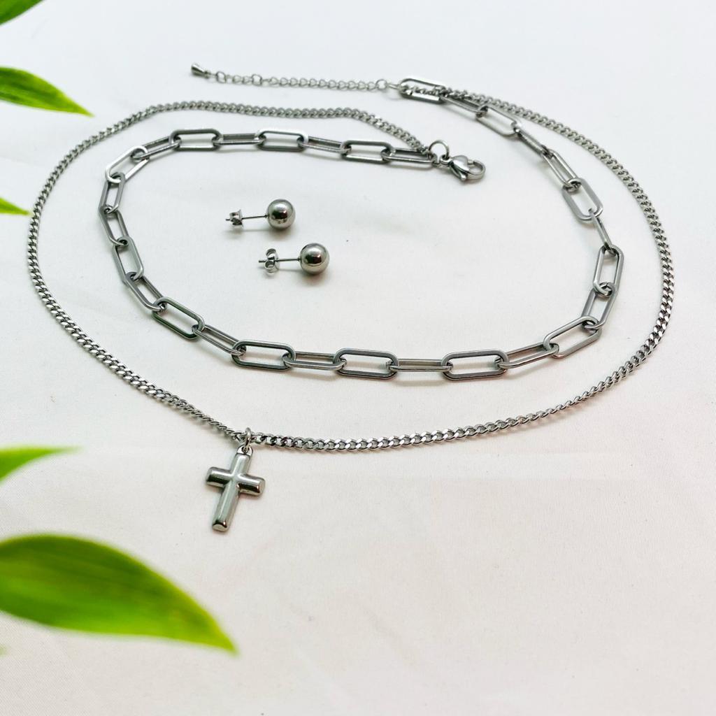 Juego SS de Collar en Layers y Cruz