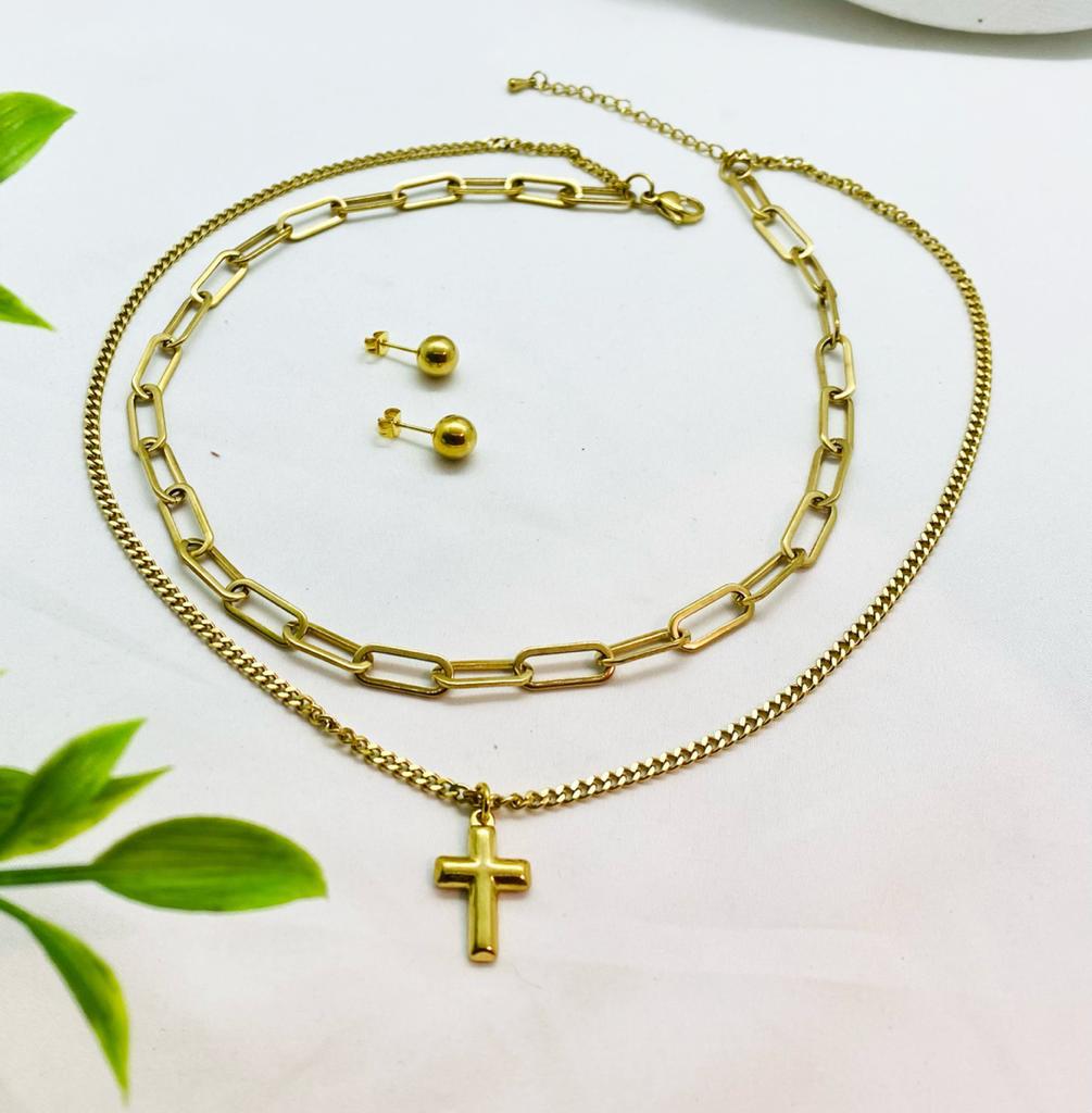 Juego SS de Collar en Layers y Cruz