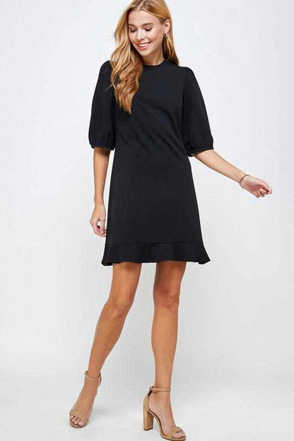 SOLID PUFF SLEEVE DREES