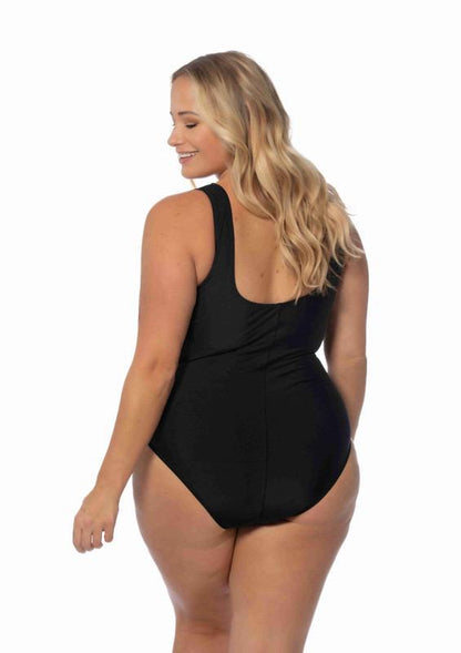 PLUS Solid one piece swimsuit with center shirring