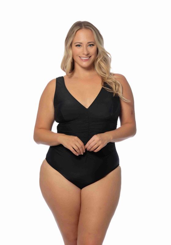 PLUS Solid one piece swimsuit with center shirring