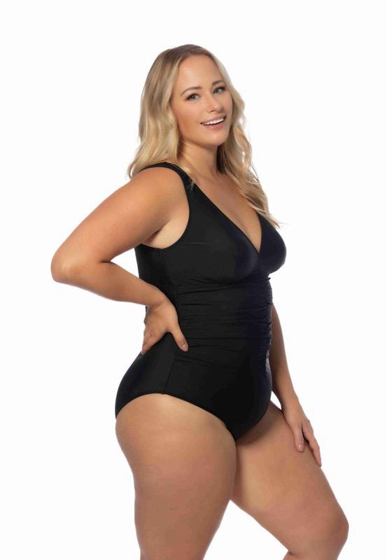 PLUS Solid one piece swimsuit with center shirring