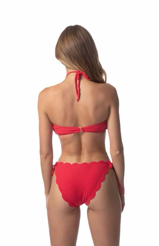 Solid Red Scallop Bikini Set