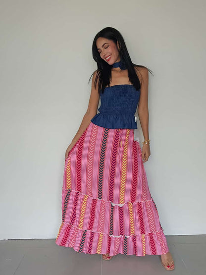 Maxi skirt layered