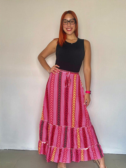 Maxi skirt layered